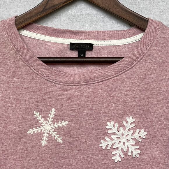 Talbots Pullover Sweatshirt Sweater Top Women Size XS Mauve Pink Snowflakes - Picture 2 of 12